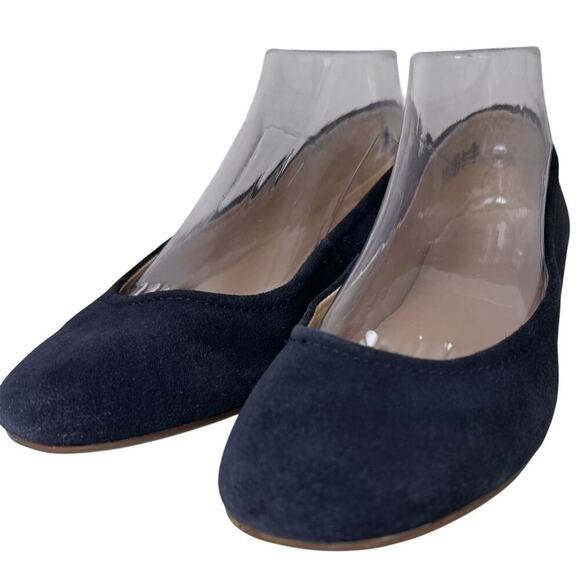 Lands End Suede Ballet Flats Navy Sz 7 Balletcore Career School Preppy Casual - Picture 2 of 13